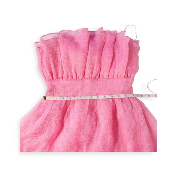 Day & Moon Pink Ruffled Strapless Dress SZ S Barbie Coquette - Picture 7 of 9